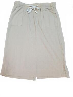 Tickled Teal Women's MIDI Beige Pull On Skirt With Pockets Size Large